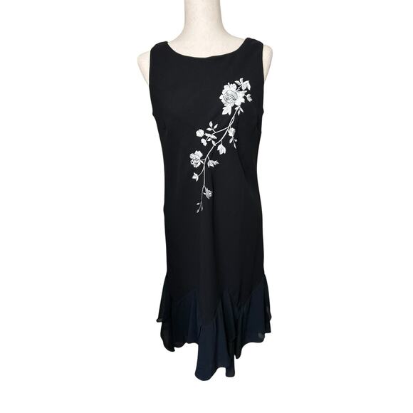 Vintage Y2k Black Floral Embroidered Sheer Ruffle Size M Fairy Grunge Whimsigoth - Picture 4 of 6